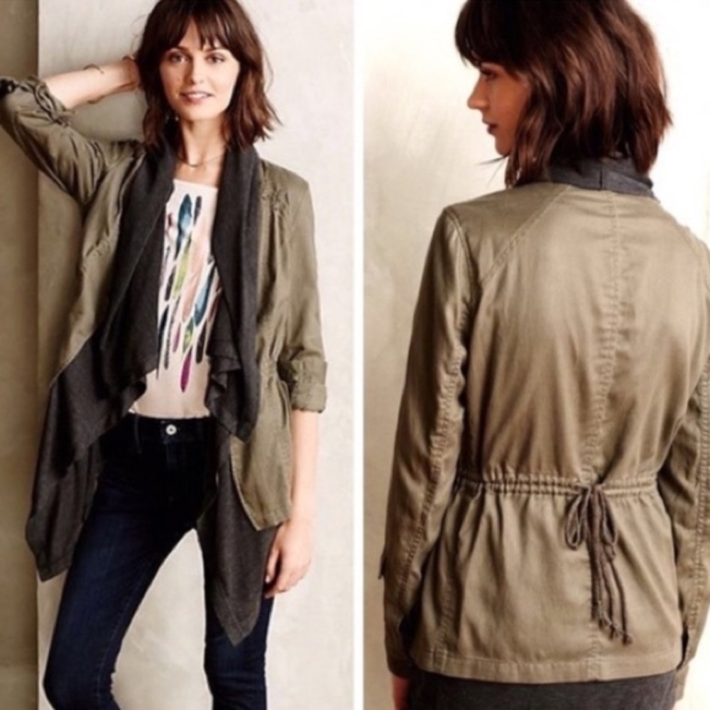 Anthropologie Hei Hei Layered Green Military Jacket